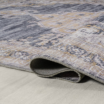 Wincer Chenille Cottage Medallion Machine-washable Area Rug